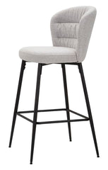 Tabouret de bar Losanna Tissu gris pieds et repose-pieds métal Noir Ensemble 2 pz