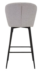 Tabouret de bar Losanna Tissu gris pieds et repose-pieds métal Noir Ensemble 2 pz