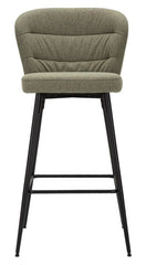 Tabouret de bar rembourré Losanna Vert pieds métal Noir (set de 2)