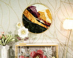 Horloge murale ronde Mity Verre décoré cadre doré