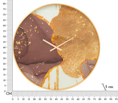 Horloge murale ronde Glody cadre doré cadran décoré tons vifs