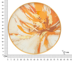 Horloge murale ronde Toply Verre cadre doré décoré de tons vifs