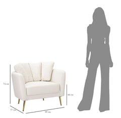 Fauteuil Kiev Tissu Beige pieds Métal Doré