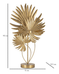 Lampe de table métal doré design feuilles