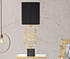 Lampe de table Circlly métal doré abat-jour tissu noir