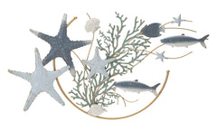 Panneau mural décoratif métal 3D étoile de mer et récif corallien