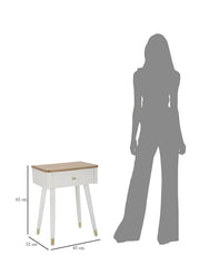 Table de chevet MATERA Bois Blanc et dessus en Bois Brun pieds Métal Doré