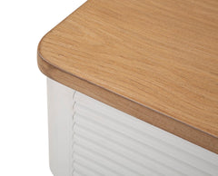 Table de chevet MATERA Bois Blanc et dessus en Bois Brun pieds Métal Doré