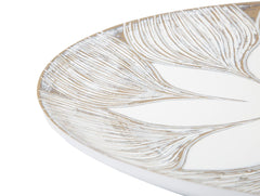 Plateau décoratif rond Atènes en Polyrésine couleur Blanc et motifs dorés