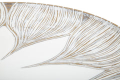 Plateau décoratif rond Atènes en Polyrésine couleur Blanc et motifs dorés