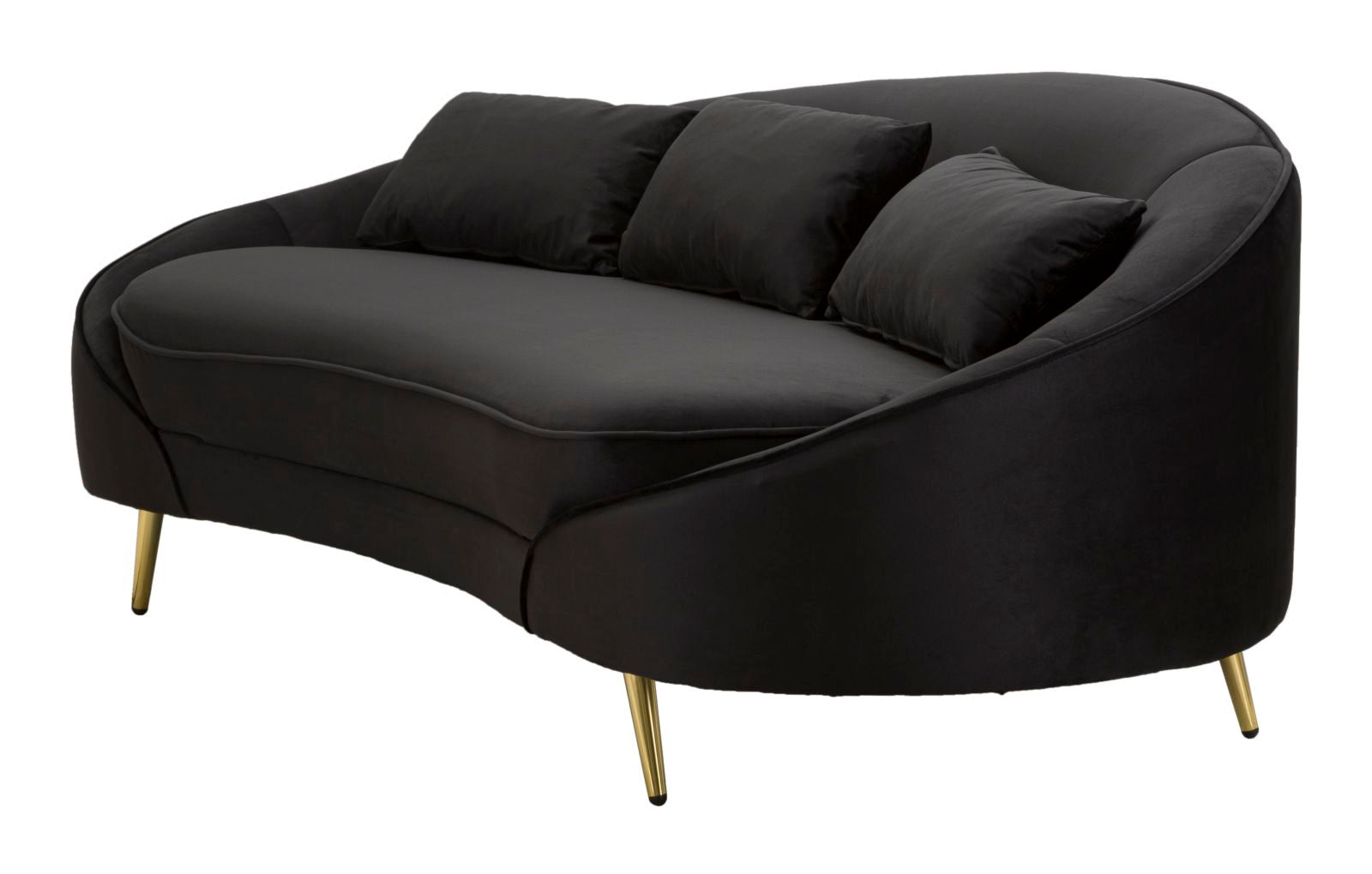 SOFA 3 SEATERS OSLO WITH CUSHIONS BLACK CM 185X84X68