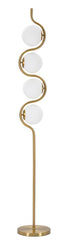 Lampadaire 4 lumières Glamy métal doré et sphères en verre blanc