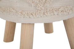 Tabouret rond Damasco Tissu rembourré pieds bois
