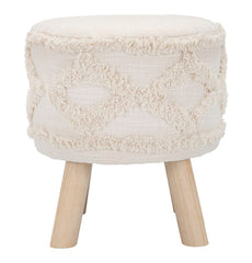 Tabouret rond Damasco Tissu rembourré pieds bois