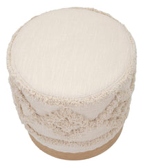 Pouf rond Damasco Tissu matelassé base en bois