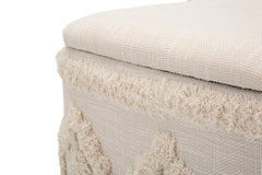Pouf carré en tissu Damasco avec rangement Crème