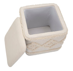Pouf carré en tissu Damasco avec rangement Crème