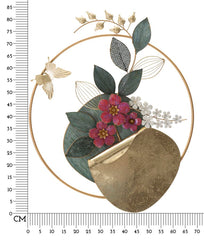 Panneau mural décoratif en métal 3D rond fleurs colorées