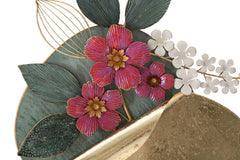 Panneau mural décoratif en métal 3D rond fleurs colorées