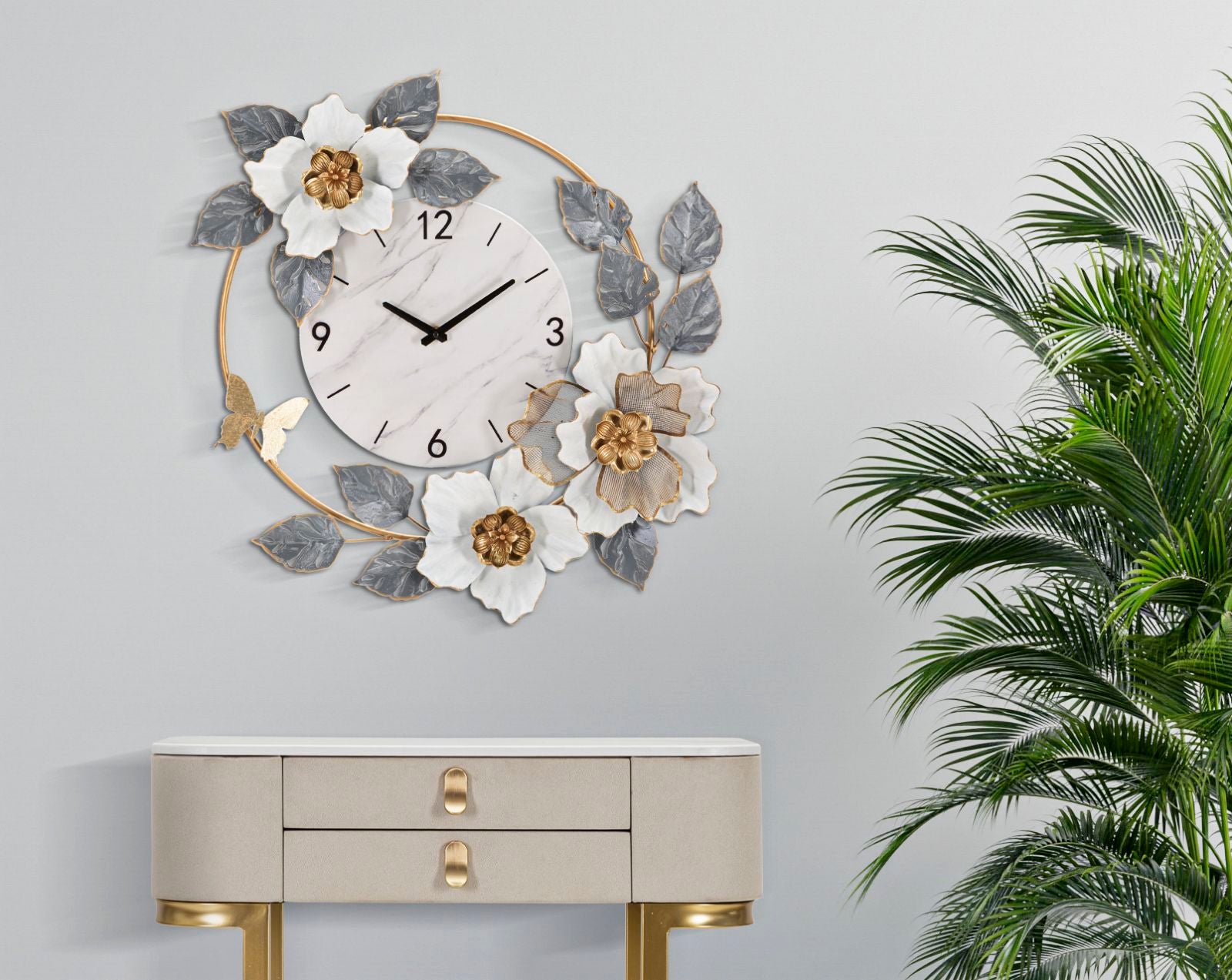 WALL CLOCK FLOWERS CM 64X8X64