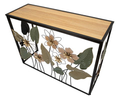 Console rectangulaire Printemps Métal Noir et Bois Marron