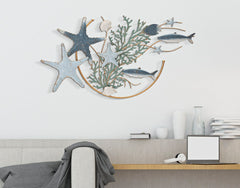 Panneau mural décoratif métal 3D étoile de mer et récif corallien