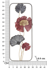 Panneau mural décoratif en métal 3D Lobo Fleurs colorées cadre rectangulaire argenté