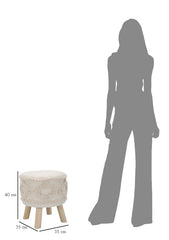 Tabouret rond Damasco Tissu rembourré pieds bois