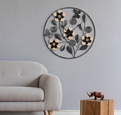 Horloge murale ronde Divaker décor floral