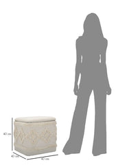 Pouf carré en tissu Damasco avec rangement Crème