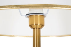 Lampe sur pied en métal doré abat-jour tissu blanc base en marbre