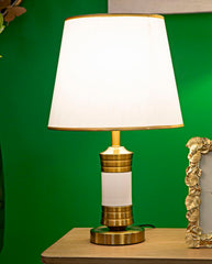 Lampe de table Whity métal doré et tissu blanc