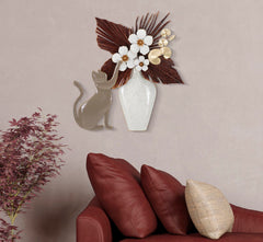 Panneau mural décoratif chat en métal 3D