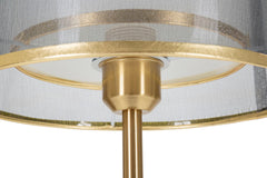 Lampe de table Niveaux métal noir et doré abat-jour gris transparent / blanc bordure dorée