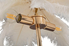 Lampe de table Palm Métal doré abat-jour plumes blanches