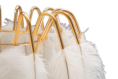 Lampe de table en métal doré abat-jour plumes blanches