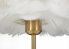 Lampe de table en métal doré abat-jour plumes blanches