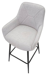 Tabouret de bar en tissu rembourré gris pieds métal noir (lot de 2)