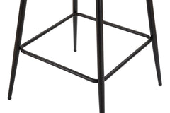 Tabouret de bar en tissu rembourré gris pieds métal noir (lot de 2)