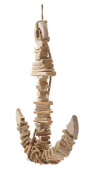 Sculpture suspendue Ancre en bois naturel