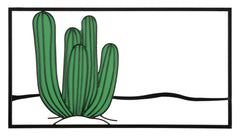 Panneau mural décoratif métal 3D paysage désertique cactus vert