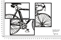 Panneau mural décoratif 3D vélo métal Noir ensemble de 3 pcs