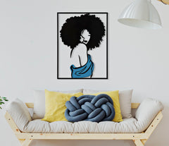 Panneau mural décoratif métal 3D femme robe couleur vive