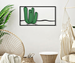 Panneau mural décoratif métal 3D paysage désertique cactus vert
