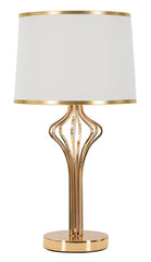 Lampe de table Slimmy Métal Doré abat-jour Tissu Blanc avec finitions Dorées