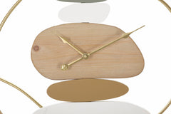 Horloge murale ronde métal et bois décorations pastel