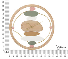 Horloge murale ronde métal et bois décorations pastel