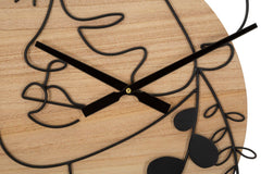 Horloge murale ronde en métal et bois