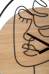 Horloge murale ronde en métal et bois