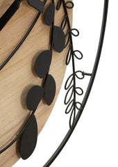 Horloge murale ronde en métal et bois